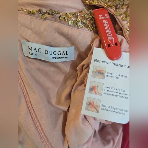 Mac Duggal 68163 Beaded Drop Shoulder Jersey Gown NWOT size 10 Rose Pink - Picture 7 of 7